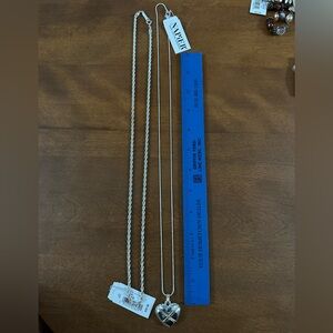 Napier Two-Tone Heart Pendant Necklace & Napier silver Rope Chain NEVER WORN